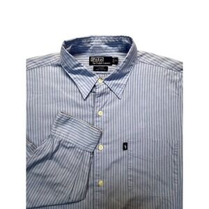 Polo Ralph Lauren Button Down Shirt Mens 3XL Blue Crane Striped Long Sleeve